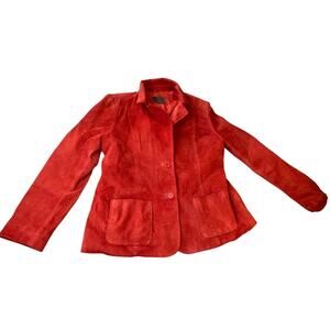 John Paul Richard Red Suede Jacket, 2-Button Blazer, Petite 12